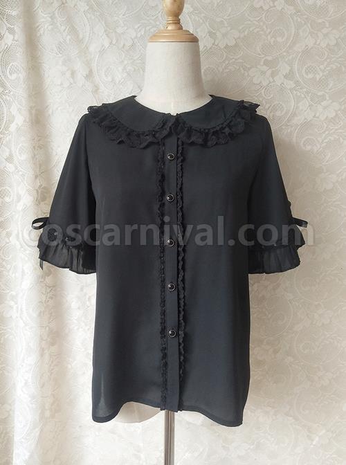 Cute Doll Collar Short Sleeve Chiffon Sweet Lolita Shirt coscarnival