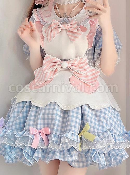 Cute-Pastry-Chef-Checkerboard-Design-Pleated-Ruffled-Hem-Bow-Knot-Apron-Doll-Neckline-Classic-Lolita-Dress-coscarnival-3059
