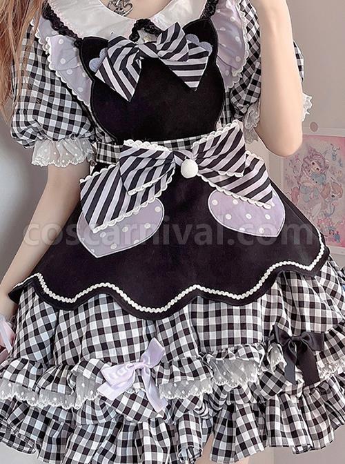 Cute-Pastry-Chef-Checkerboard-Design-Pleated-Ruffled-Hem-Bow-Knot-Apron-Doll-Neckline-Classic-Lolita-Dress-coscarnival-3067