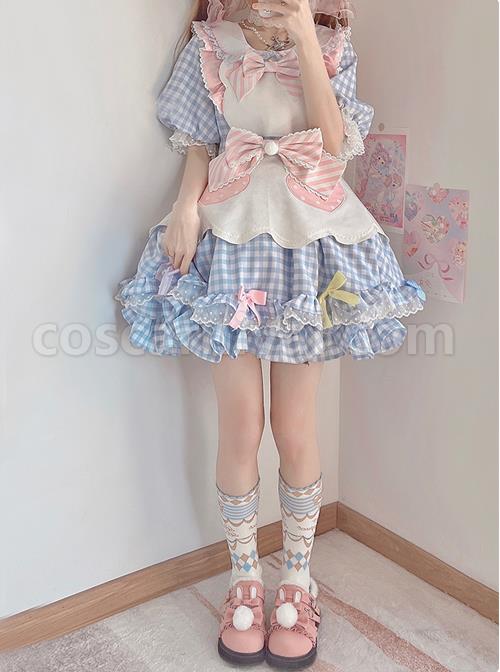 Cute-Pastry-Chef-Checkerboard-Design-Pleated-Ruffled-Hem-Bow-Knot-Apron-Doll-Neckline-Classic-Lolita-Dress-coscarnival-3085