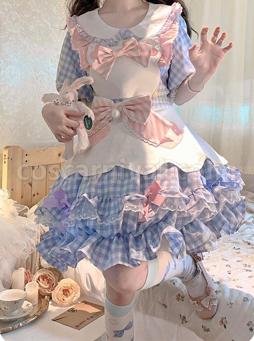 Cute-Pastry-Chef-Checkerboard-Design-Pleated-Ruffled-Hem-Bow-Knot-Apron-Doll-Neckline-Classic-Lolita-Dress-coscarnival-3102