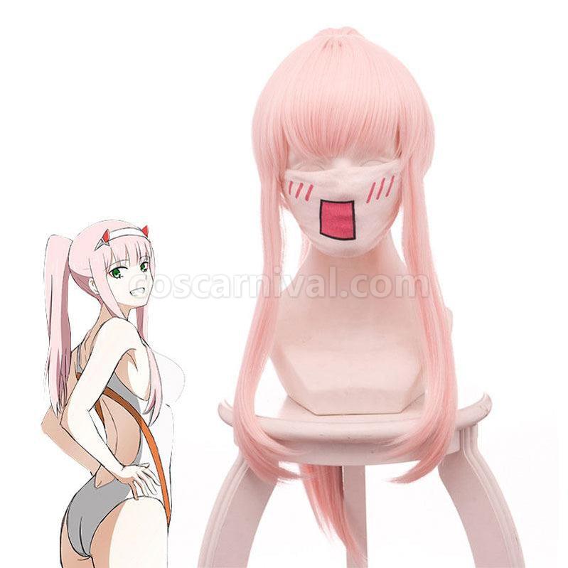 DARLING in the FRANXX 02 Zero Two 65cm Long Pink Ponytail Cosplay Wigs coscarnival011117763