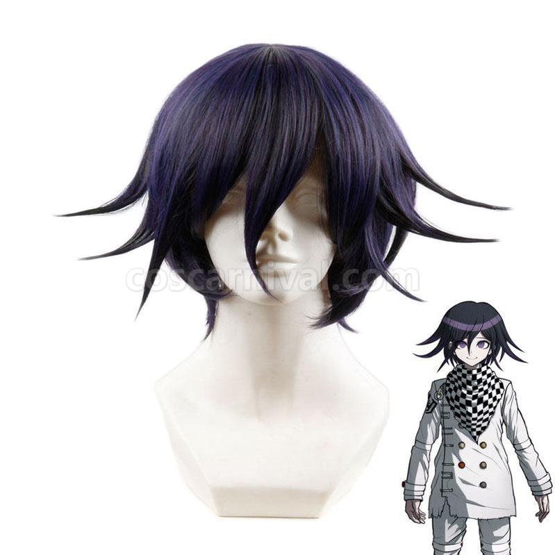 DanganRonpa V3 Oma Kokichi Black Mixed Purple Short Wigs coscarnival011118714
