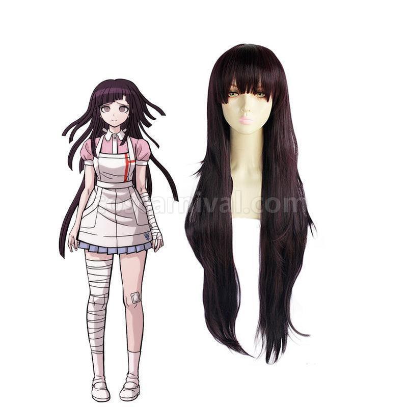 Danganronpa 2 Goodbye Despair Mikan Tsumiki 100cm Long Black Purple Cosplay Wigs coscarnival011119174