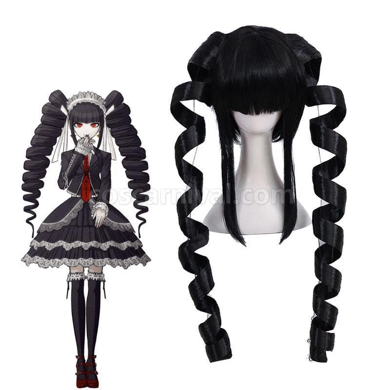 Danganronpa Trigger Happy Havoc Celestia Ludenberg Black Giant Spiral Curl Cosplay Wigs coscarnival011117030