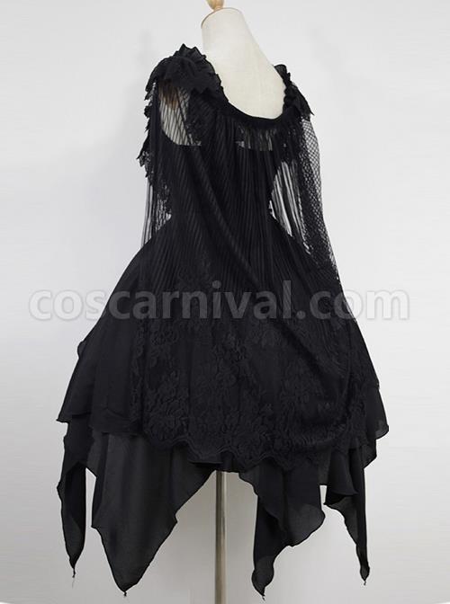 Dark Ballet Floral Fairy dress Gothic Lolita JSK with Detachable Cape