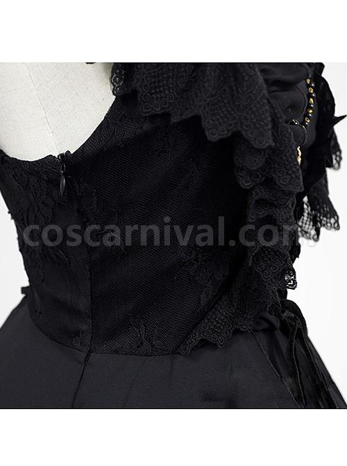 Dark Ballet Floral Fairy dress Gothic Lolita JSK with Detachable Cape