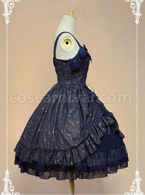 Dark-Blue-Bow-Knot-At-Neckline-Lace-Wrinkle-Vest-Skirt-coscarnival-913