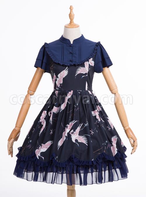 Dark-Blue-Retro-Chinese-Style-Classic-Lolita-Short-Sleeve-Dress-coscarnival-5141
