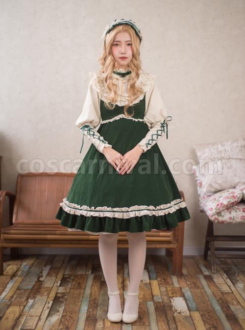 Dark-Green-High-Waist-Classic-Lolita-Sling-Dress-coscarnival-531