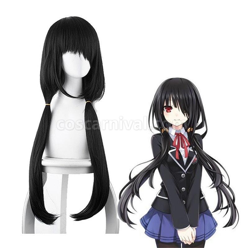 Date A Live Kurumi Tokisaki Long Black Bunches Cosplay Wigs coscarnival011115207
