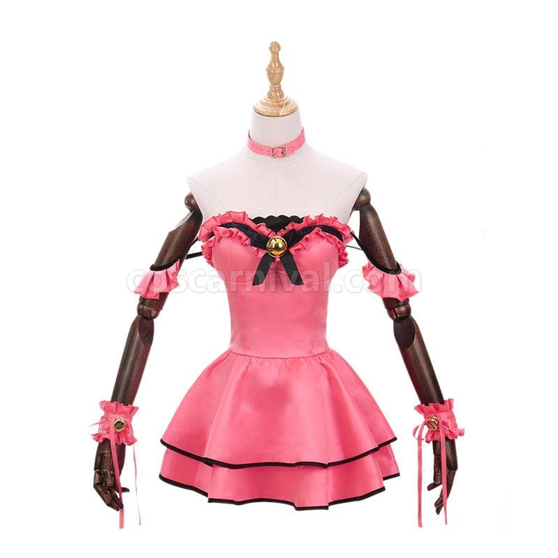 Date A Live Kurumi Tokisaki Pink Cat Maid Dress Cosplay Costume coscarnival011115127