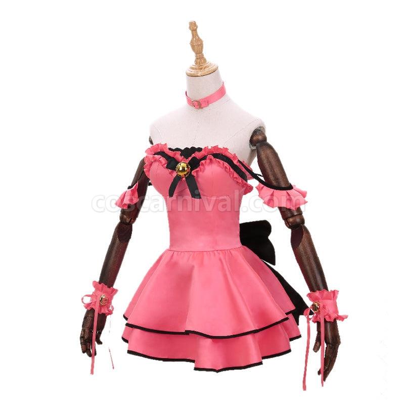 Date A Live Kurumi Tokisaki Pink Cat Maid Dress Cosplay Costume coscarnival011115134