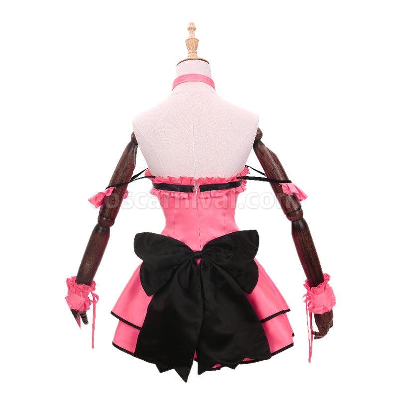 Date A Live Kurumi Tokisaki Pink Cat Maid Dress Cosplay Costume coscarnival011115142