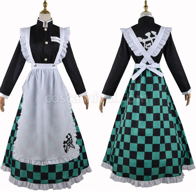 Demon Slayer Kimetsu no Yaiba Tanjiro Kamado Maid Dress Cosplay Costume coscarnival01111406