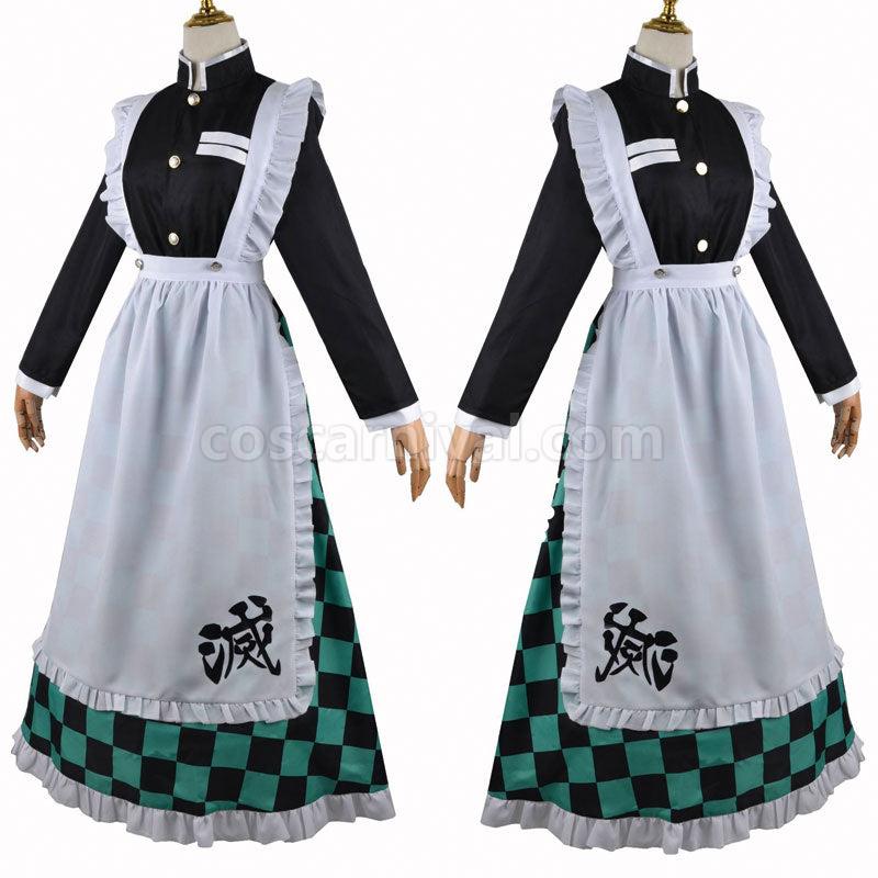 Demon Slayer Kimetsu no Yaiba Tanjiro Kamado Maid Dress Cosplay Costume coscarnival01111411