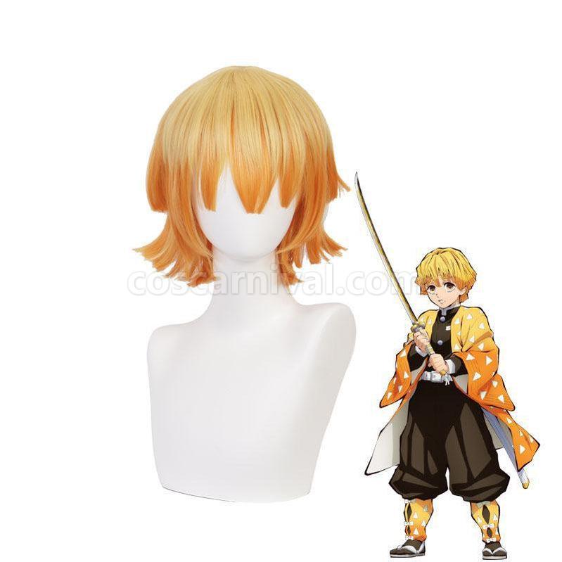 Demon Slayer Kimetsu no Yaiba Zenitsu Agatsuma Female Cosplay Wig Blonde Long Ponytail Cosplay Wigs coscarnival011119554