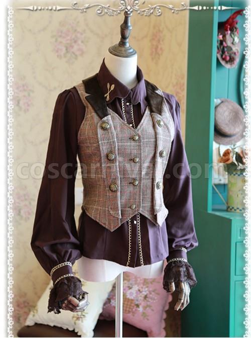 Detective Style Beck Street Dense Fog Series Khaki Lolita Vest coscarnival