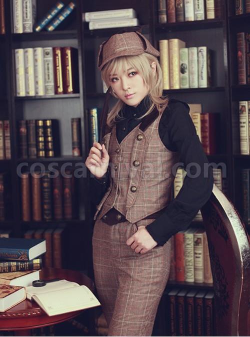 Detective Style Beck Street Dense Fog Series Khaki Lolita Vest coscarnival