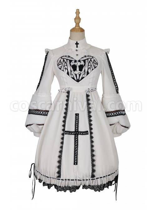 Devil Rabbit Series OP Autumn Winter Halloween Gothic Lolita Long Sleeve Dress With Detachable Plush Rabbit Ears Hat coscarnival
