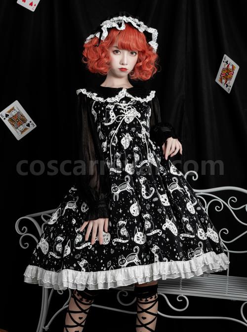 Diamond Star Meow Series Darkness Gothic Lolita Sling Dress coscarnival