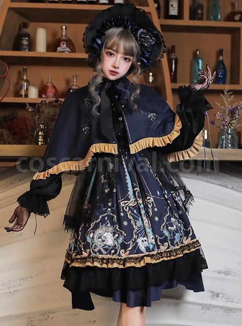 Divine Salvation Series OP Printing Retro Gothic Lolita Long Sleeve Dress Set coscarnival