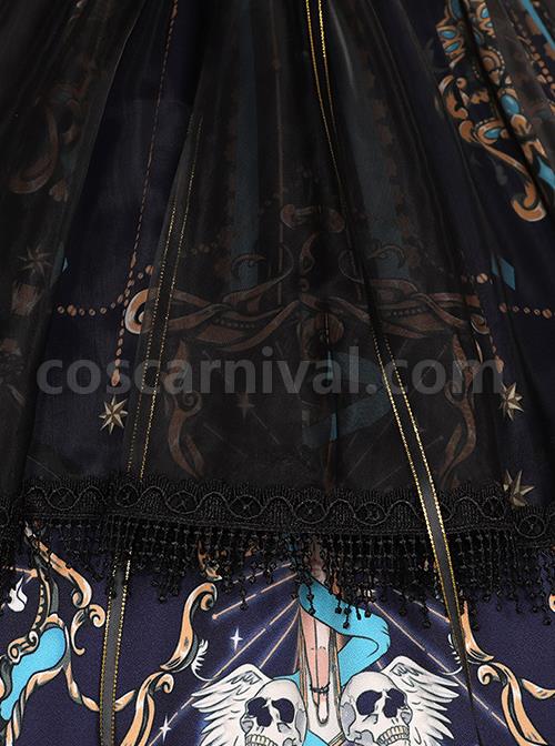 Divine Salvation Series OP Printing Retro Gothic Lolita Long Sleeve Dress Set