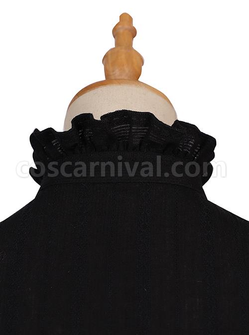 Divine Salvation Series Retro High Collar Gothic Lolita Black Long Sleeve Shirt