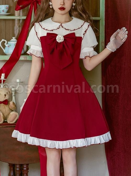Doll-Collar-Chest-Red-Big-Bow-Puff-Sleeves-Ruffled-Hem-Design-Classic-Lolita-Short-Sleeve-Dress-coscarnival-420