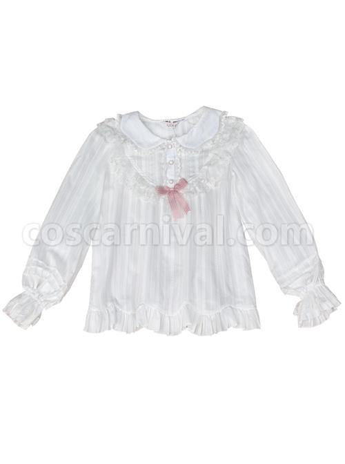 Doll Collar Ruffle Long Sleeve Sweet Lolita Shirt coscarnival