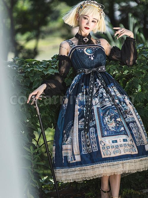 Egyptian-Style-Retro-Exquisite-Jewelry-Geometry-Print-Mesh-Ruffled-Pearl-Trim-Classic-Lolita-Slip-Dress-coscarnival-2947