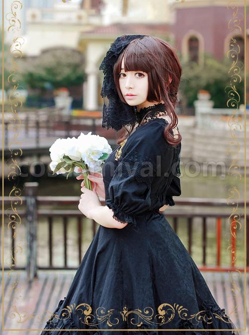 Elegant-Black-Jacquard-Classic-Lolita-Half-Sleeve-Dress-coscarnival-4657