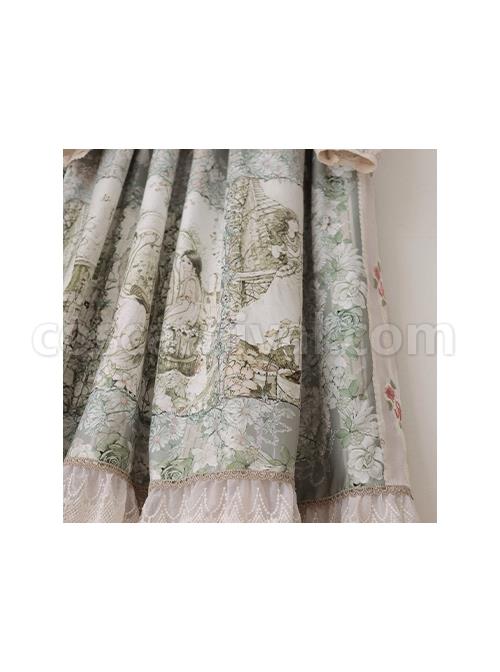 Elegant Classical Pearl Gothic Lolita OP Half Turtleneck Three-Dimensional Embroidery Stitching Lace Detachable Bubble Long Sleeve Dress