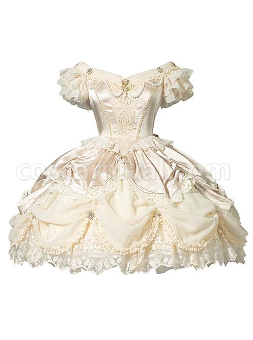 Elizabeth-Little-Star-Flower-Series-Pure-Color-Satin-Handmade-Cross-Star-Pearl-Palace-Elegant-Classic-Lolita-Short-Sleeved-Dress-coscarnival-2844