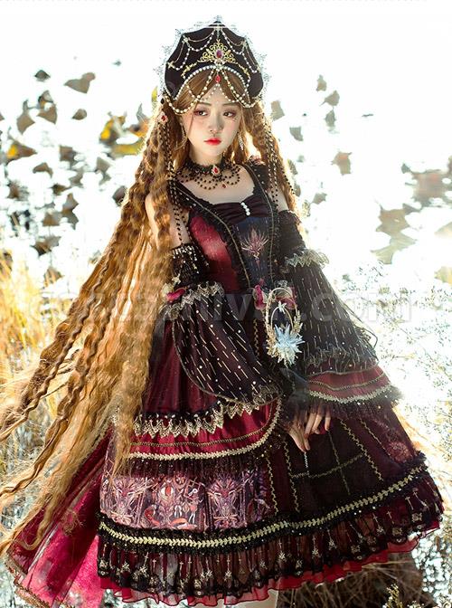 Eye Of Red Heart Series JSK Retro Palace Gothic Lolita Dress coscarnival