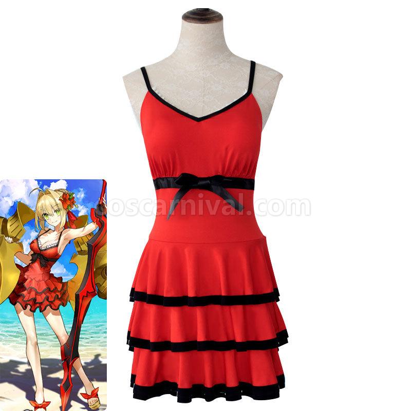 FGO Fate Grand Order Nero Red Swimming Dress Cosplay Costumes coscarnival01117213
