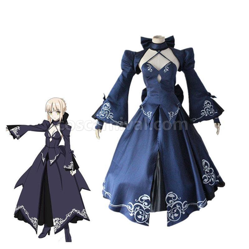 FGO Fate Stay Night Saber Alter Arturia Pendragon Women Black Bride Cosplay Costumes coscarnival011118756