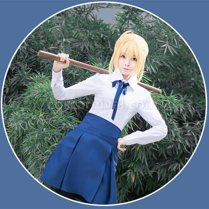 FGO Fate Stay Night Saber Sailor Uniforms Dress Halloween Cosplay Costume, detail 3