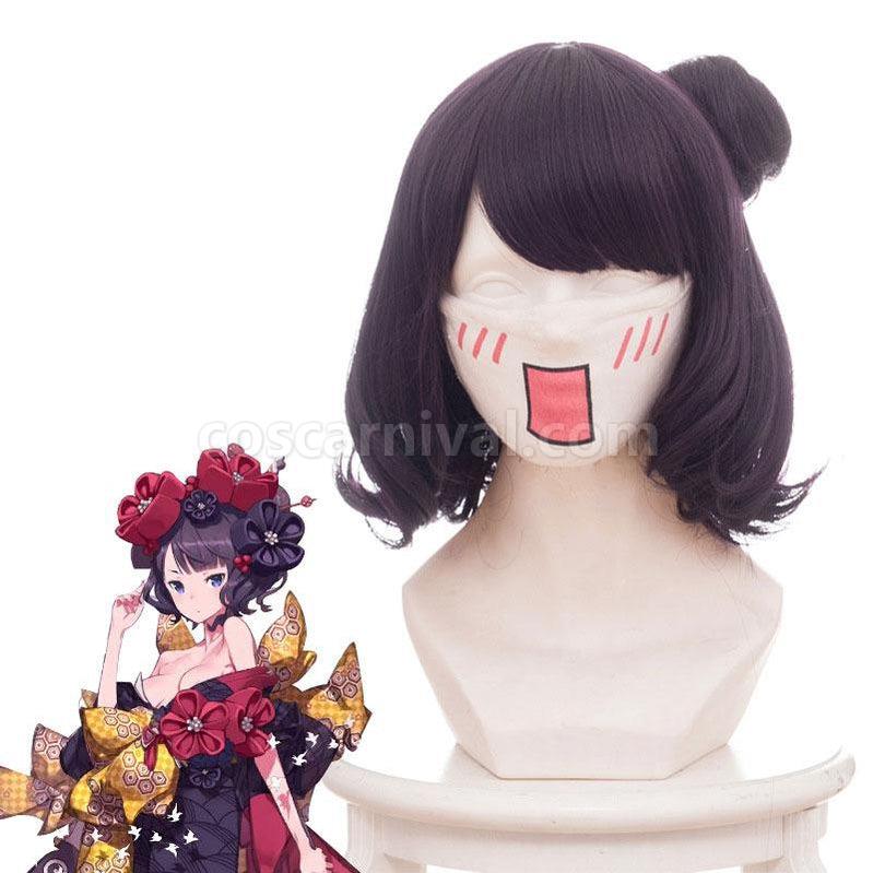 FGO Fate/Grand Order Katsushika Hokusai Purple Bun Cosplay wig, front view