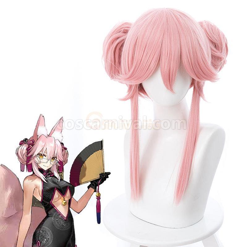 FGO FateGrand Order Tamamo no Mae Fox Secretary Cheongsam Su Daji Pink Cosplay Wigs coscarnival011118947
