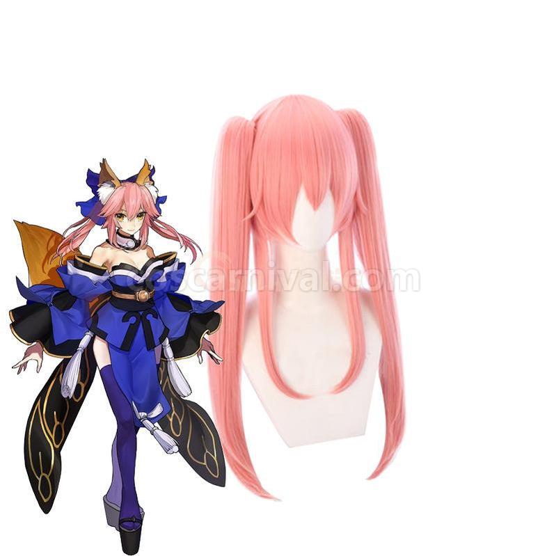 FGO FateGrand Order Tamamo no Mae Pink Curly Ponytail Straight Cosplay Wigs coscarnival011118955