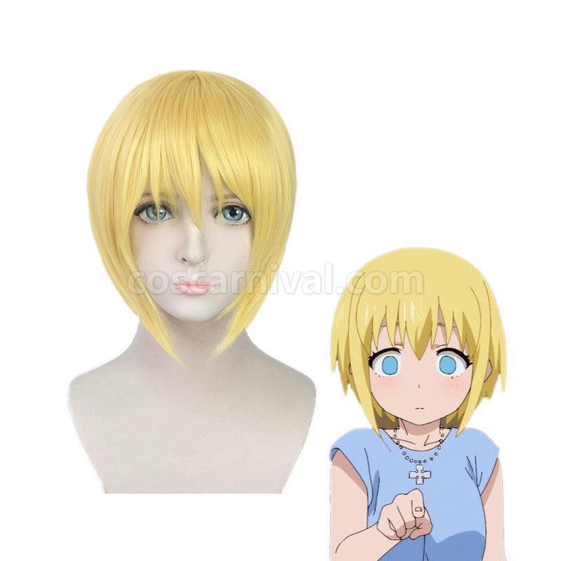 Fire Force Iris Short Blond Cosplay Wigs coscarnival011118212