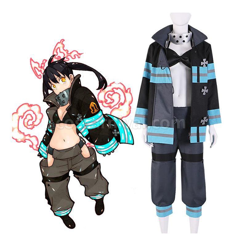 Fire Force Kotatsu Tamaki Fire Suit Cosplay Costume, front view