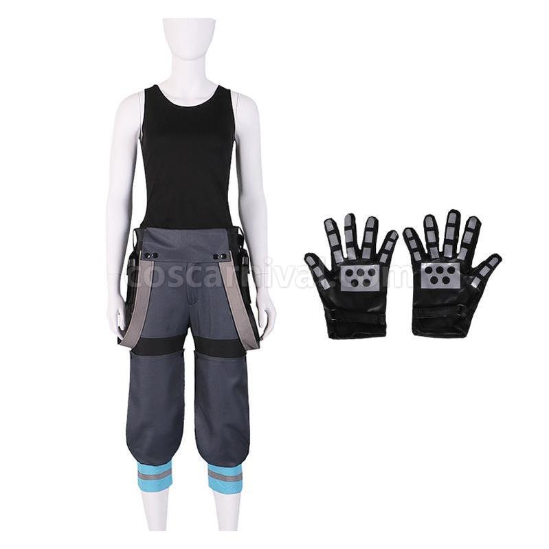 Maki Oze cosplay costume from Fire Force, side view