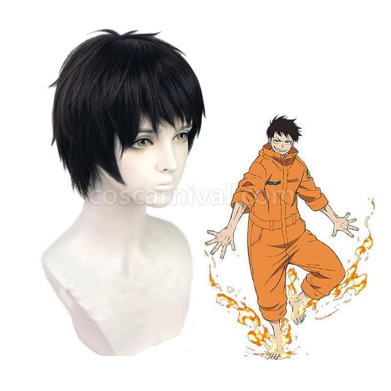 Fire Force Shinra Kusakabe Short Black Cosplay Wigs coscarnival011118210