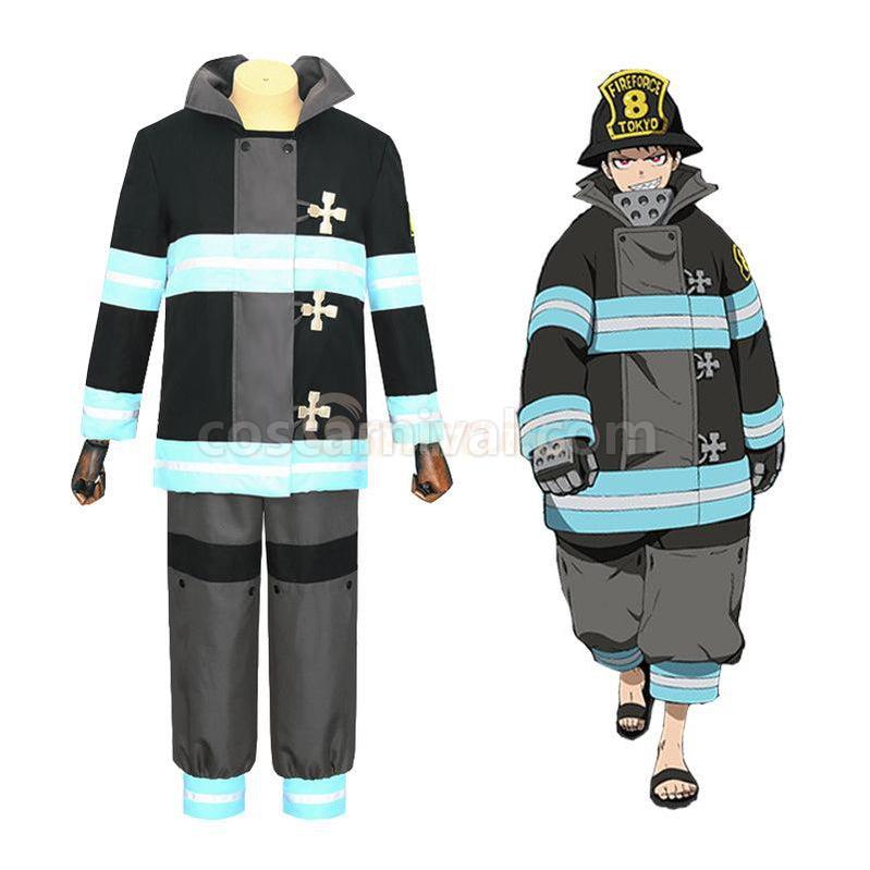 Shinra Kusakabe cosplay costume from Fire Force, front view