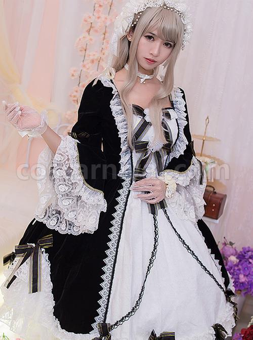 Flower-Bowknots-Black-And-White-Stitching-Sweet-Lolita-Trumpet-Sleeve-Dress-coscarnival-473.jpg