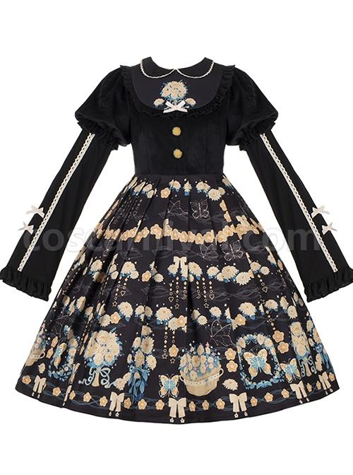 Flower-Court-Series-Cute-Sweet-Doll-Collar-Puff-Sleeve-Floral-Print-Winter-Classic-Lolita-Long-Sleeved-Dress-coscarnival-2808