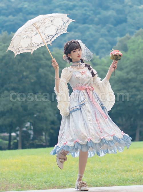 Flowers-Wall-Series-JSK-Printing-Light-Blue-Classic-Lolita-Sling-Dress-coscarnival-5136