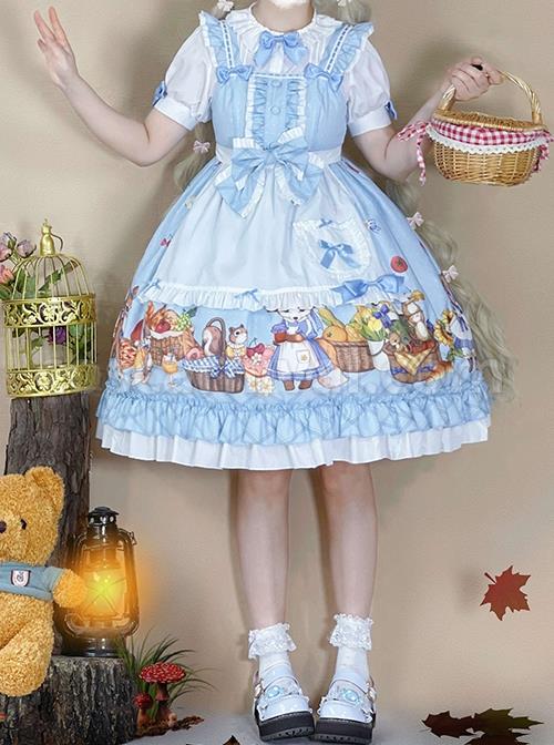 Forest-Of-Spring-Series-Cute-Animal-Pattern-Folds-Bow-Knots-Puffed-Hem-Classic-Lolita-Sling-Dress-Set-coscarnival-4649